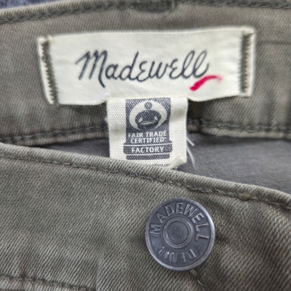 Madewell Jeans Womens 30 Green Cotton Blend 10 High Rise Skinny Stretch Utility
